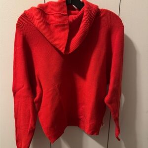 Cyrus Red Cowl Neck Knit Sweater